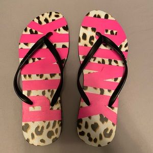 cheetah print PINK flip flops
